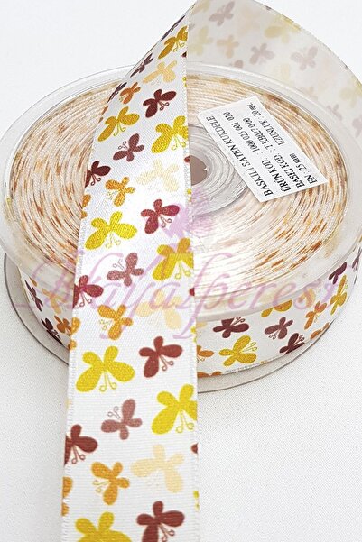 Limelia Panglică din satin maro fluture cu imprimeu 2,5 cm