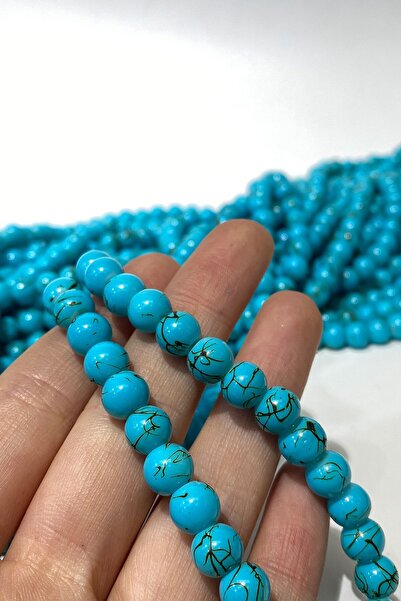 Limelia Γυάλινες χάντρες με ανοιχτό τιρκουάζ σχέδιο 8 χιλιοστά