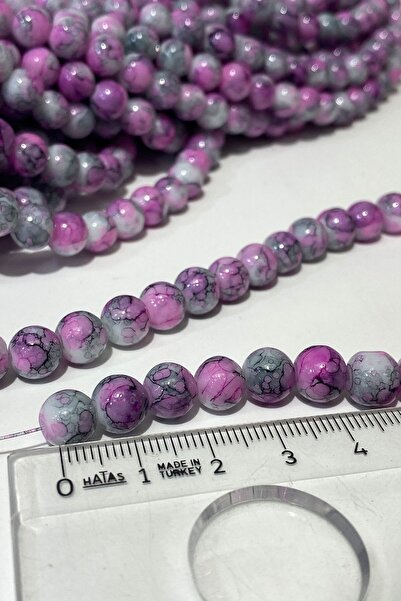 Limelia Γυάλινες χάντρες με φούξια σχέδιο 8 χιλ.