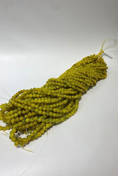 Limelia Γυάλινες χάντρες με σκούρο κίτρινο σχέδιο 8 χιλιοστά