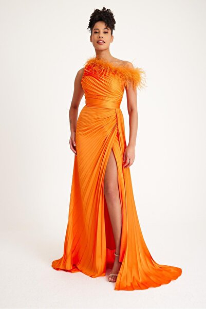 MAXXE 5709SAT TEK OMUZ SATEN ABİYE ELBİSE