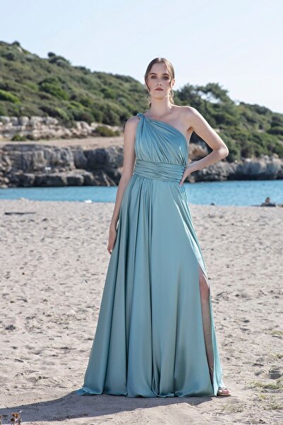 MAXXE 4923ST Helen Tek Omuz Saten Elbise