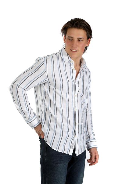 Lee Cooper قميص جاكوب المنسوج للرجال باللون الأزرق الداكن