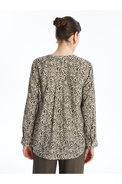 LC Waikiki Loose Collar Patterned Long Sleeve Women's Blouse