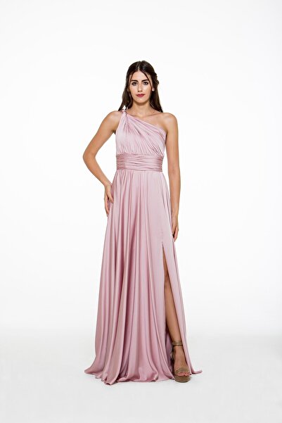MAXXE 4923ST Helen Tek Omuz Saten Elbise