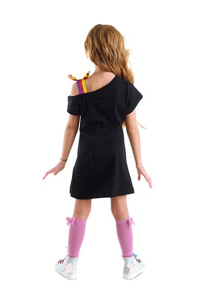 MSHB&G Unicorn Rock Mädchen Sommerkleid aus gekämmter Baumwolle, Schwarz