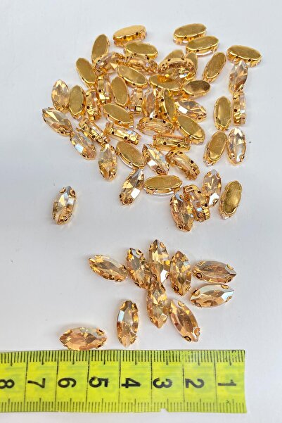 Limelia Mărgele de sticlă lucioasă - culoare miere cu fund auriu, 10 bucăți