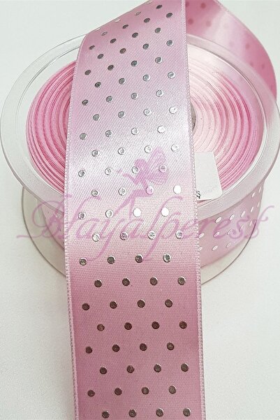 Limelia Σατέν κορδέλα με ροζ πουά στάμπα 4 εκ