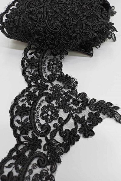 Bontex Black French Guipure Lace Ribbon