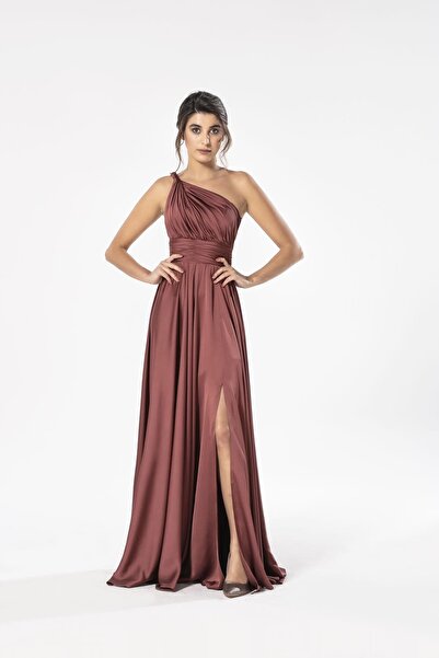 MAXXE 4923ST Helen Tek Omuz Saten Elbise
