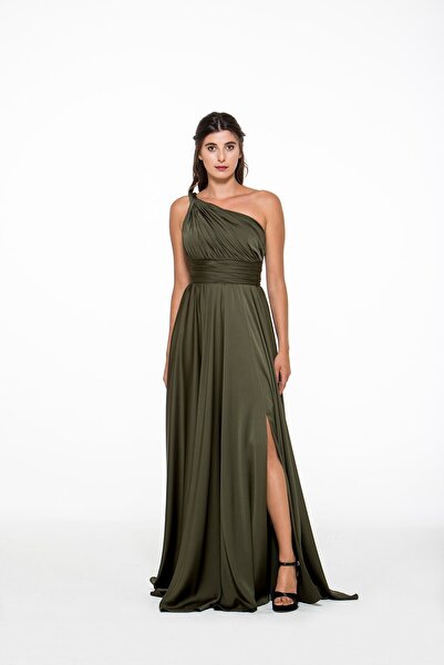 MAXXE 4923ST Helen Tek Omuz Saten Elbise