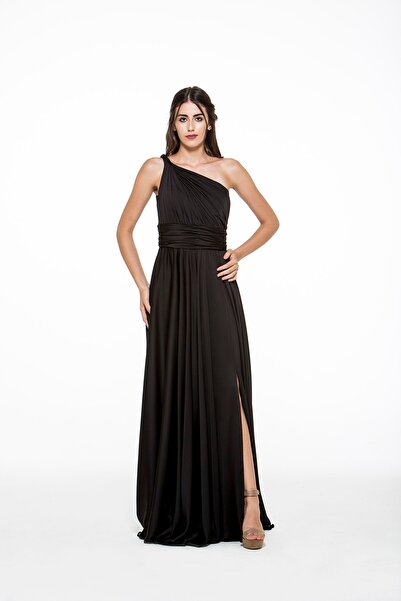 MAXXE 4923ST Helen Tek Omuz Saten Elbise