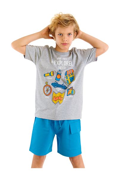 MSHB&G Sommer-Set aus T-Shirt und Cargo-Shorts mit Camping-Thema für Jungen