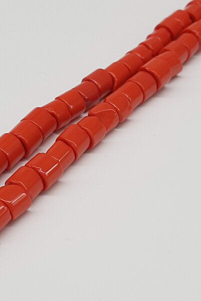 Limelia Mărgele cilindrică strălucitoare de culoare roșu coral