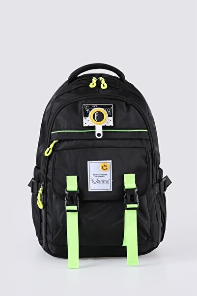 Bear & Deer Young 51635 3-Compartment School Backpack Black-Highlighter