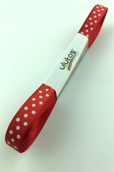 Limelia Panglică din satin cu buline roșii 1 cm