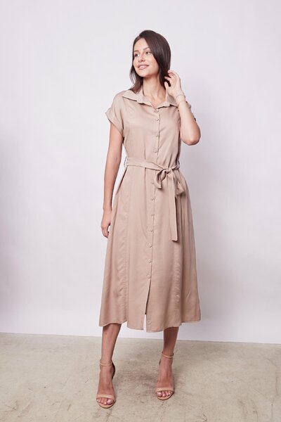 Jument Φόρεμα 100% iocell Midi μέχρι το γόνατο - Off The Shoulder, Διπλά μανίκια και Δαντέλα - Κομψή υφασμάτινη λαιμόκοψη-Came