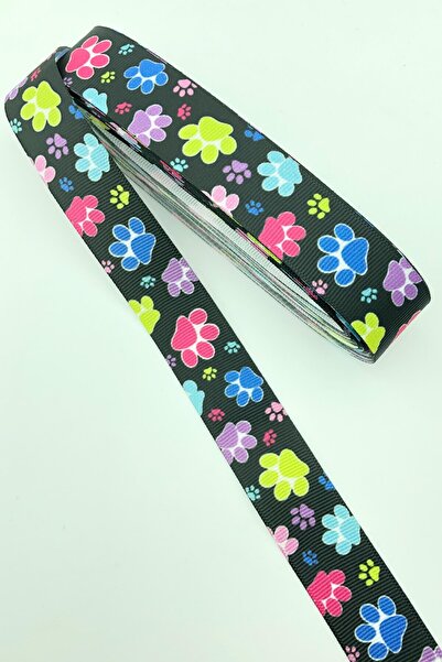 Limelia Panglică Grosgrain Imprimată Cu Labe Colorate 10 Mt