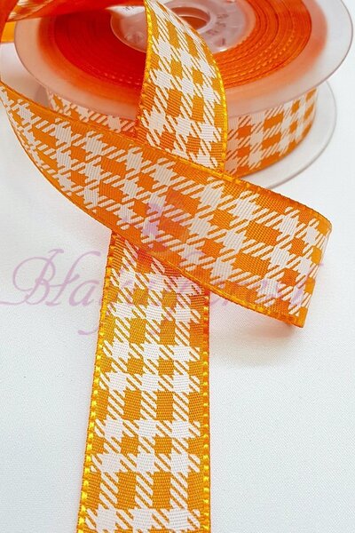 Limelia Panglică de tafta Orange Square cu imprimeu 2,5Cm