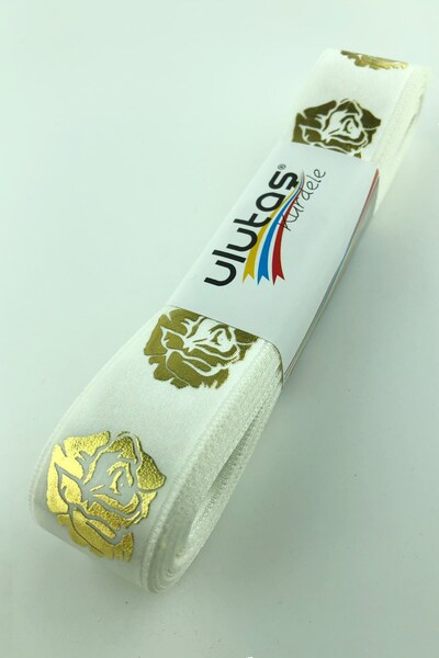 Limelia Panglică din satin Rose Gold Foil cu imprimeu 2,5 cm