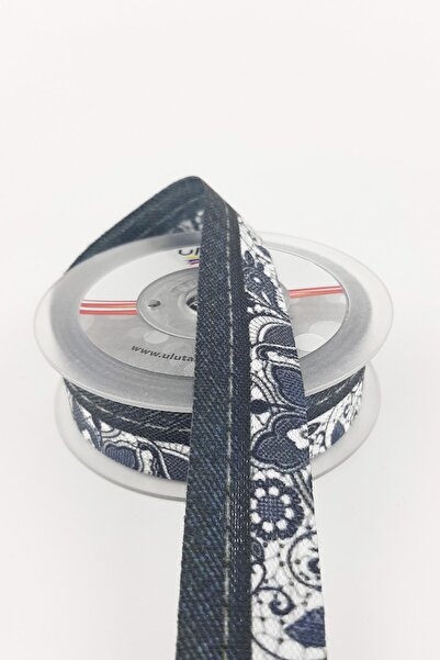 Limelia Panglică din denim cu model negru 10 m
