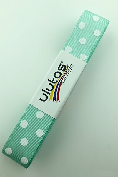 Limelia Panglică Grosgrain cu buline verde apă albă 2,5 cm