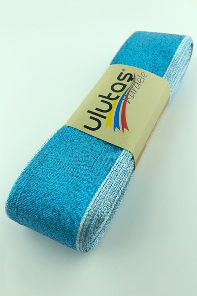 Limelia Panglică cu sclipici turcoaz 3,5 cm