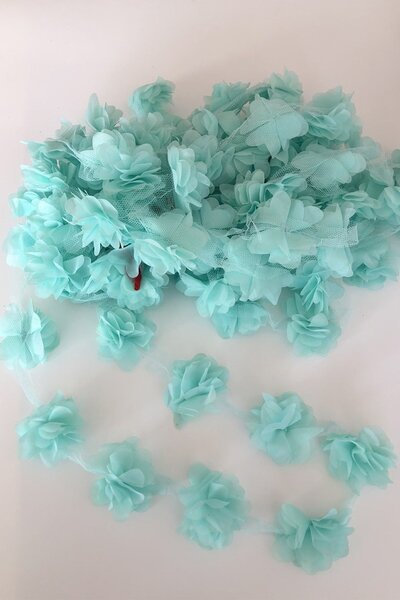 Limelia Floare din tul din șifon verde mentă Laser croială