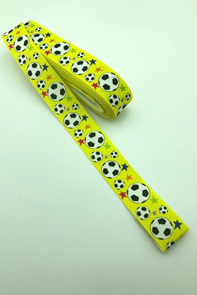 Limelia Panglică Grosgrain Imprimată Minge Galbenă de Fotbal 10 Mt