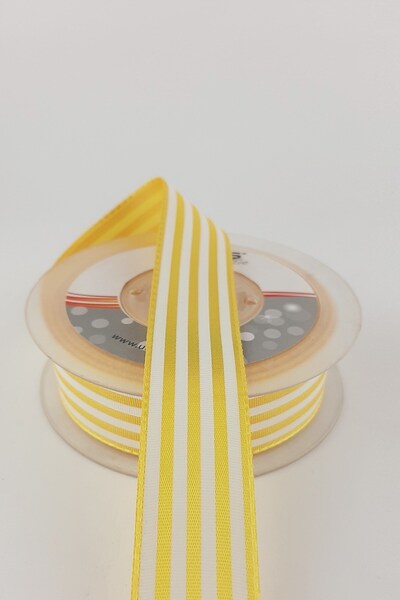 Limelia Panglică din tafta cu dungi galbene 20 m