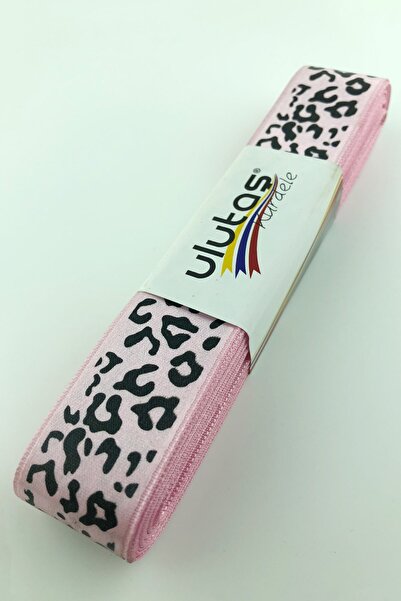 Limelia Panglică din satin cu model de piele de vacă roz cu imprimeu 2,5 cm