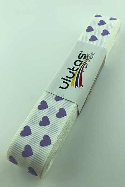 Limelia Panglică Grosgrain de fundal cremă imprimată inimă liliac