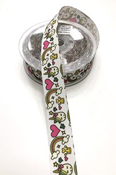 Limelia Panglică cu model unicorn 2,5 cm 1 m