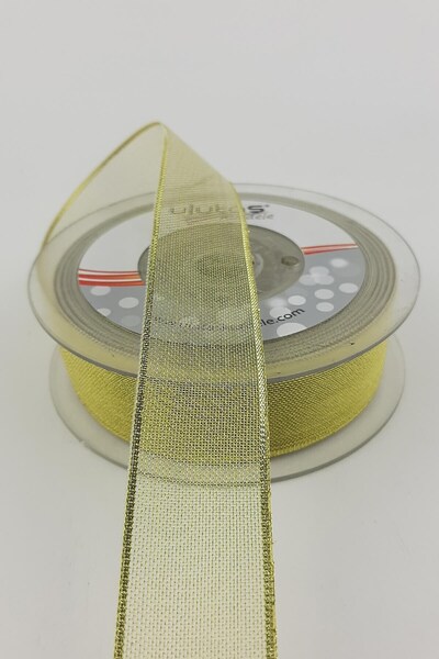 Limelia Panglică din șifon cu sclipici de culoare aurie 25 mt 2,5 cm