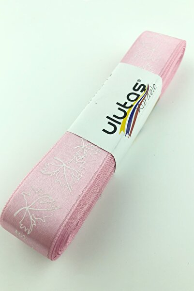 Limelia Рожево-біла стрічка з принтом у вигляді листя, 2,5 см