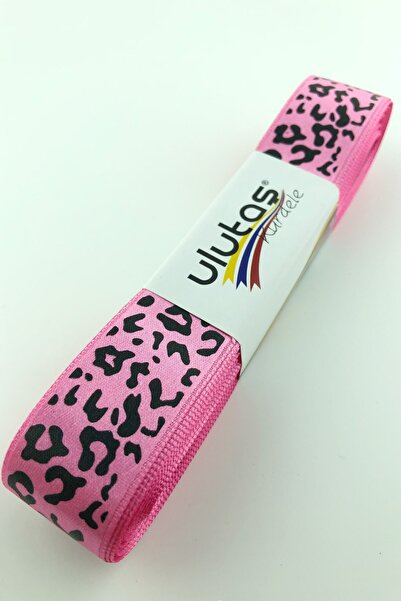 Limelia Panglică din satin cu model din piele de vacă fuchsia cu imprimeu 2,5 cm