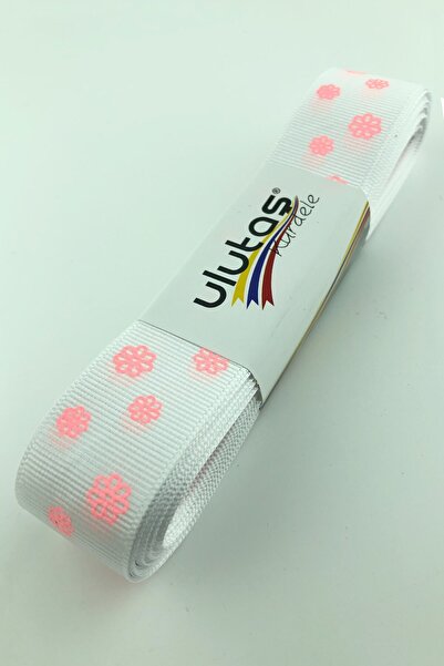 Limelia Panglică Grosgrain alb neon Daisy cu imprimeu 2,5 cm