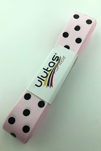 Limelia Panglică Grosgrain cu buline roz negru 2,5 cm