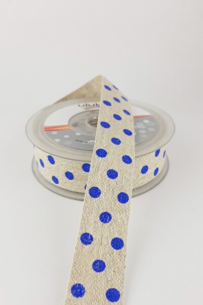 Limelia Синя стрічка з принтом з льону, 10 м