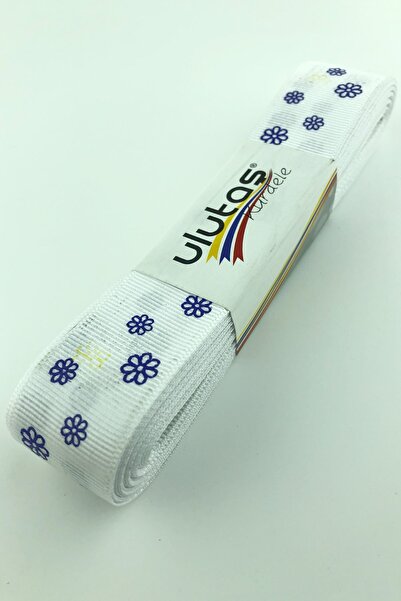 Limelia Panglică Grosgrain Alb Violet Daisy cu imprimeu 2,5 cm