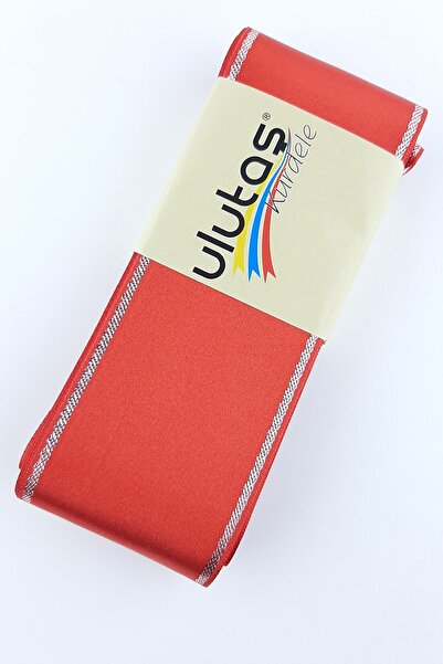 Limelia Panglică din satin cu sclipici argintiu roșu 6 cm 10 Mt