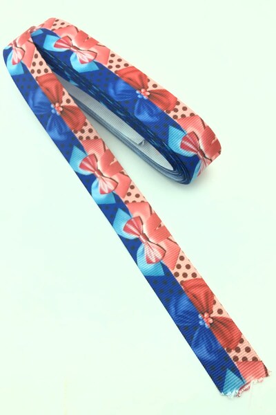 Limelia Panglică Grosgrain Imprimată Fundă Albastră 10 Mt