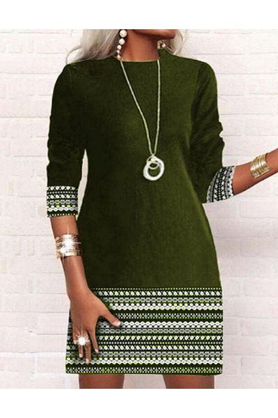 Trendusfashion Φόρεμα με λαιμόκοψη - μανίκια και στρίφωμα, φόρεμα με δύο κλωστές
