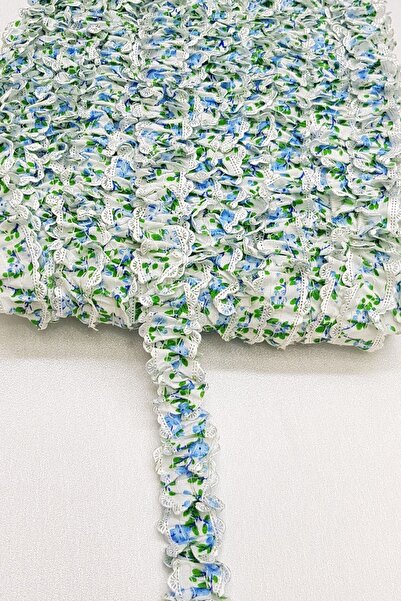 Limelia Volană cu model din șifon elastic de culoare albastră