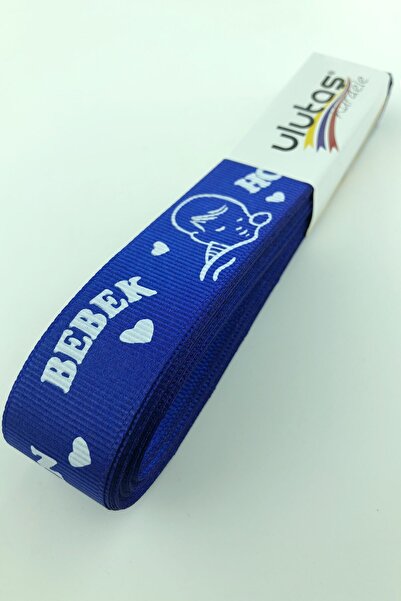 Limelia albastru cobalt Panglică Grosgrain Albastru Bun venit Bebeluș cu impr...