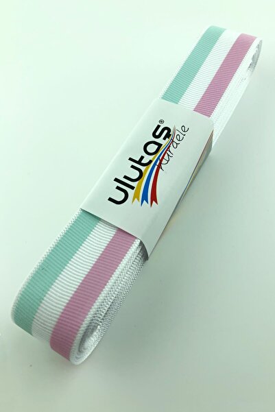 Limelia Panglică Grosgrain Verde Apă Roz Linie cu imprimeu 10 m