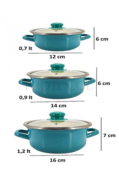 Protocol London 12/14/16 Cm Mini Enamel Pot Set - Turquoise