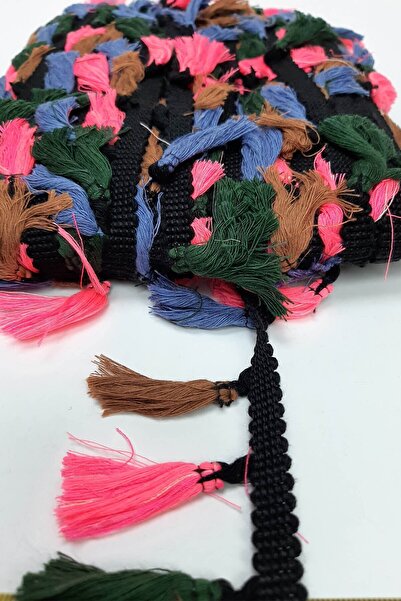 Limelia Βαμβακερή καφέ ροζ φούντα με κρόσσια