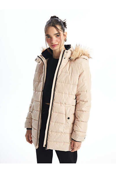 LC Waikiki Γυναικείο παλτό μονόχρωμο με κουκούλα