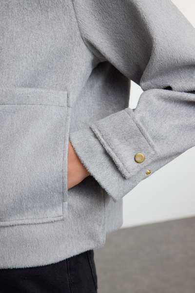 Trendyol Collection Oversize šedá razítková tenká bunda - Twoaw25Mo00084